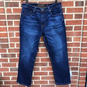 Alesbury Jeans Mens Size 36 Juniper Relaxed Fit Straight Leg Whiskering